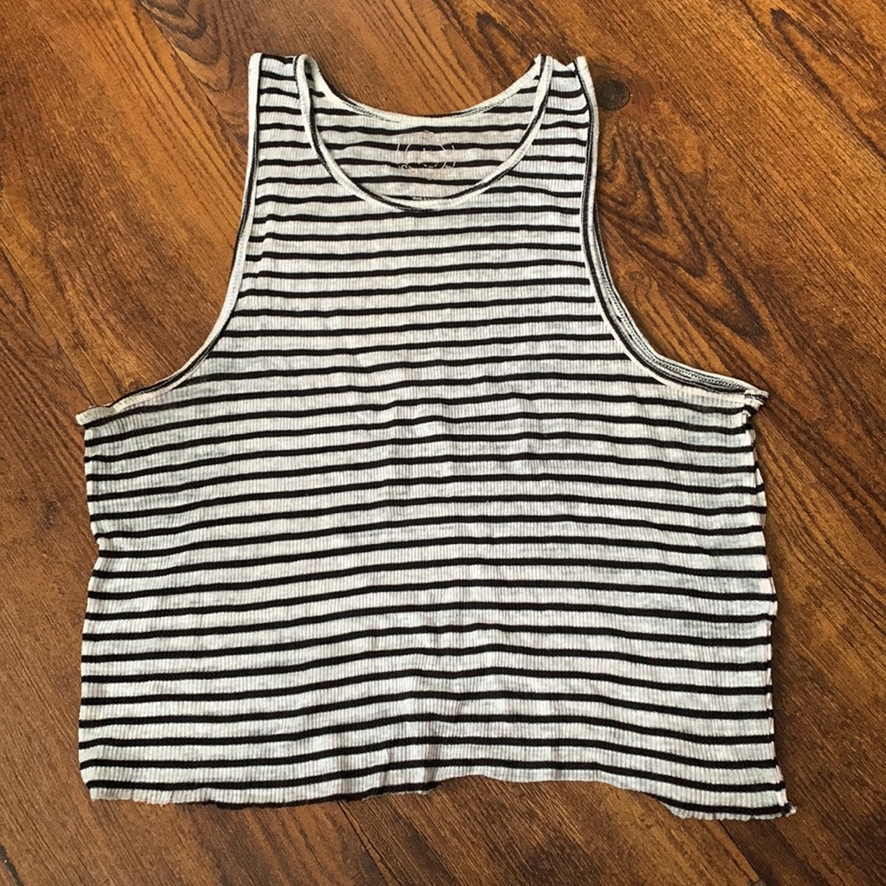 Urban Outfitters Black & White Stripe Racerback Tank Top- Size Medium